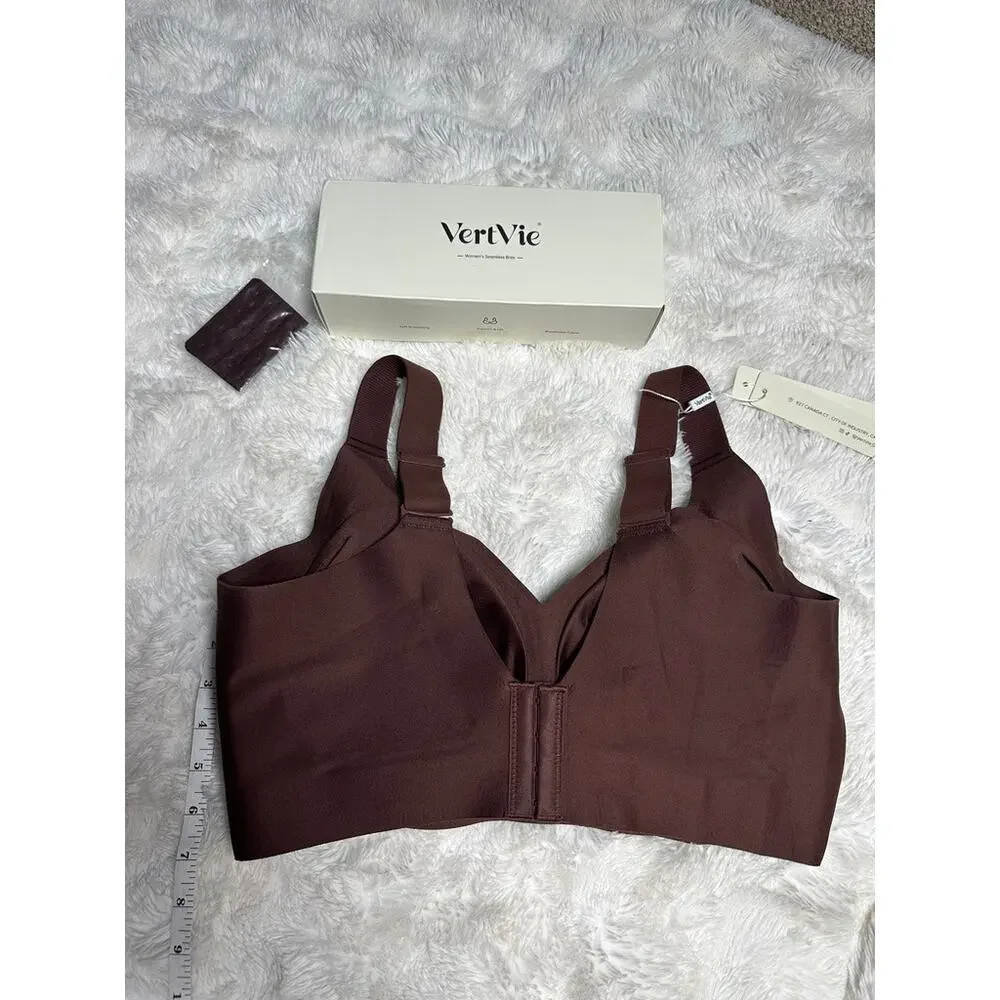 VertVie Womens 38D Brown Seamless Wireless Bra Full Coverage Padded Comfort NWT